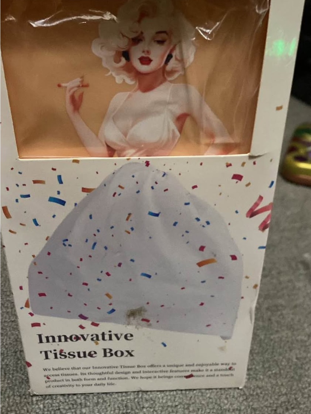 Innovative Tissue Box - White with Multi-Color Confetti